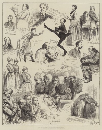 Nochevieja en el asilo de St Giles de Harry Furniss